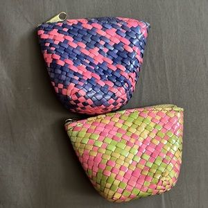 Boho Braided Leaf Coin Purse Woven Natural Palm Wallet Case Bag Kawaii Handmade